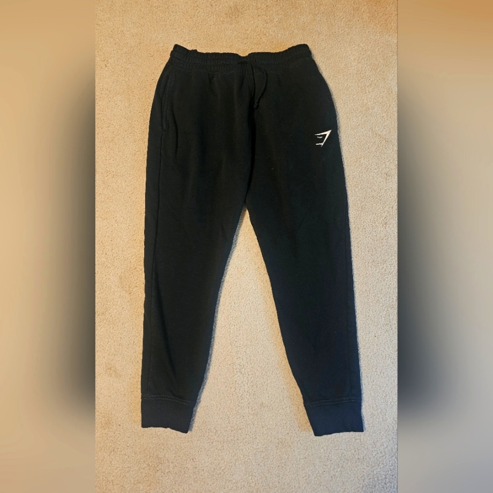 GYMSHARK Black Joggers with SHARK Logo SIZE MEDIUM